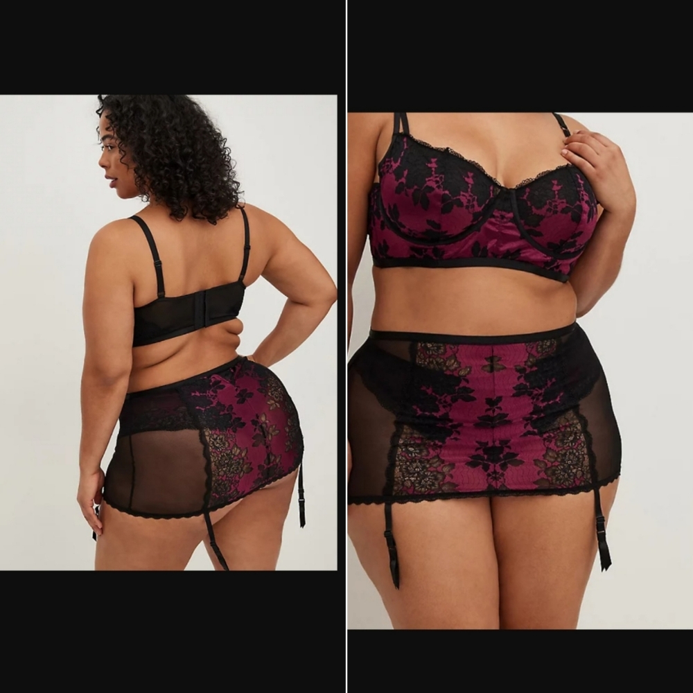 Torrid BOUDOIR GARTER SKIRT - LACE PINK & BLACK 6x 30